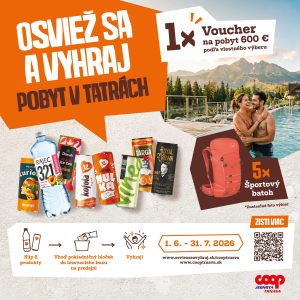 Osviež sa a vyhraj pobyt v Tatrách! 1 Kofola Soutez Coop Trnava OTG TATRY banner FB 1080x1080px 20260525